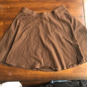 High waisted brown skater skirt